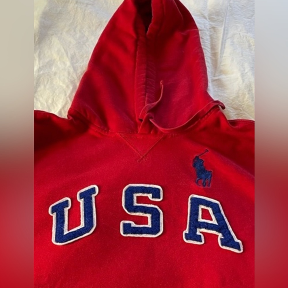 Polo Ralph Lauren USA men’s medium hoodie large navy horse great condition